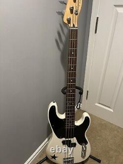 Fender Squier Mike Dirnt Precision Base Style Bass Guitar White Black Star
