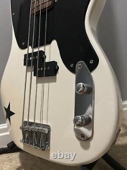 Fender Squier Mike Dirnt Precision Base Style Bass Guitar White Black Star
