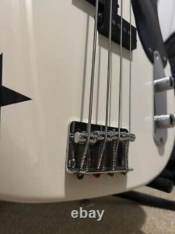 Fender Squier Mike Dirnt Precision Base Style Bass Guitar White Black Star