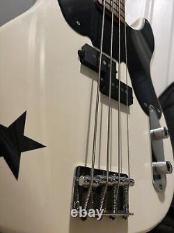Fender Squier Mike Dirnt Precision Base Style Bass Guitar White Black Star
