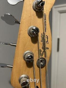 Fender Squier Mike Dirnt Precision Base Style Bass Guitar White Black Star