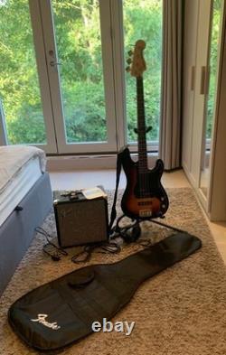 Fender Squier Precision Bass With Amp Head Phones, Cary Case And Guitar Picks