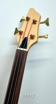 Fretless-Cutaway Bass -3 Pick-ups -Oak Body -Maple + Rosewood Neck -Sounds Great