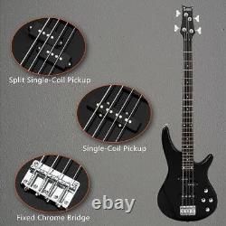 Full Size 4 String Electric GIB Bass Guitar 2Single Pickup With Bag Strap Wire Kit
