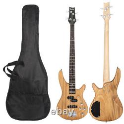 Full Size 4 String Electric GIB Bass Guitar Single Pickup with Bag Strap Wire UK
