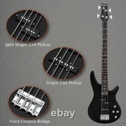 Full Size 4 String GIB Electric Bass Guitar Dual Pickup with Bag Strap Wire