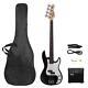 Full Size Electric Bass Guitar 3-pickup With 20w Amp Bag Strap Cable Kits Black