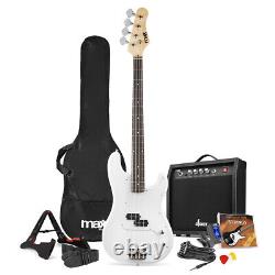 Full Size Electric Bass Guitar with 40W Amplifier, Accessories Gig Kit White