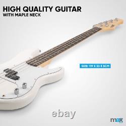 Full Size Electric Bass Guitar with 40W Amplifier, Accessories Gig Kit White