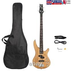 GIB 4 String Electric Bass Guitar Single Pickup With Bag Strap Cable Wrench Tool