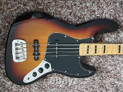 G&L Tribute Series JB 3-Tone Sunburst Electric Bass Guitar. No truss rod