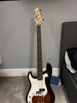 Gear4music beginner bass guitar ombré brown, used but good quality for beginners