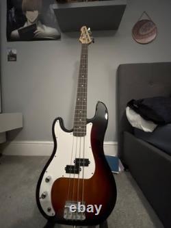 Gear4music beginner bass guitar ombré brown, used but good quality for beginners