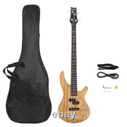 Glarry 4 String Electric GIB Bass Guitar Dual Pickup with Bag Strap Wire 3-Color