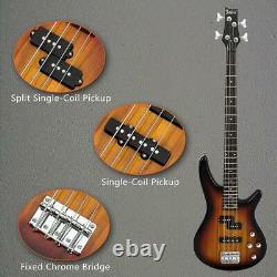 Glarry 4 String GIB Electric Bass Guitar Split Single Pickup Basswood Full Set