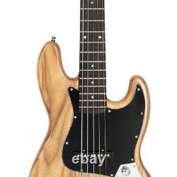 Glarry 5 String Electric Bass Guitar 2 Single Pickup with Pickguard Full Set