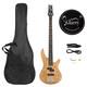 Glarry Basswood 24 Frets Electric Gib Bass Guitar With Bag Wire Tools Burlywood