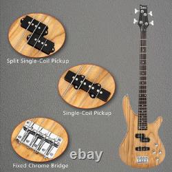 Glarry Basswood 24 Frets Electric GIB Bass Guitar with Bag Wire Tools Burlywood