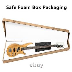 Glarry Basswood 24 Frets Electric GIB Bass Guitar with Bag Wire Tools Burlywood