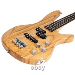 Glarry Basswood 24 Frets Electric GIB Bass Guitar with Bag Wire Tools Burlywood