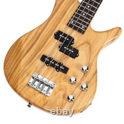 Glarry Basswood 24 Frets Electric GIB Bass Guitar with Bag Wire Tools Burlywood