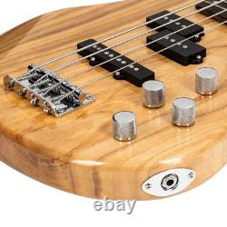 Glarry Basswood 24 Frets Electric GIB Bass Guitar with Bag Wire Tools Burlywood