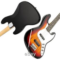Glarry Basswood Electric GJass Bass Guitar with Power Wire Tools Bag Pick Sunset
