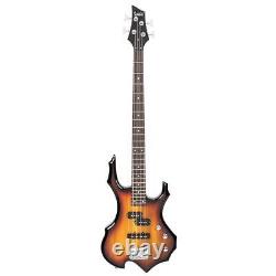 Glarry Burning Fire Electric Bass Guitar Full Size 4 Stri