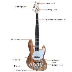 Glarry Electric Bass G Jazz Guitar 2 Single Coil Pickup Fixed Chrome Bridge Set