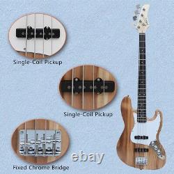 Glarry Electric Bass G Jazz Guitar 2 Single Coil Pickup Fixed Chrome Bridge Set