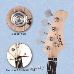 Glarry Electric Bass G Jazz Guitar 2 Single Coil Pickup Fixed Chrome Bridge Set