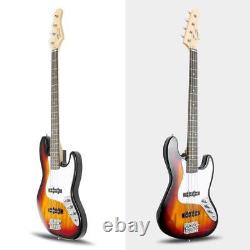 Glarry Electric GJazz 4 Strings Bass Guitar + Cord + Wrench Full Size Sunset