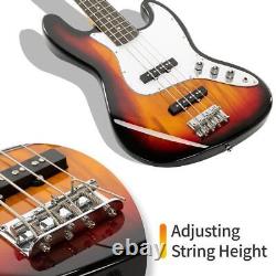 Glarry Electric GJazz 4 Strings Bass Guitar + Cord + Wrench Full Size Sunset