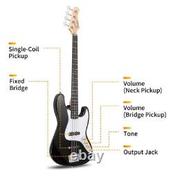Glarry Electric GJazz Bass Guitar 4 String 20 Fret Single-Coil Pickup Bag Strap
