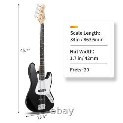 Glarry Electric GJazz Bass Guitar 4 String 20 Fret Single-Coil Pickup Bag Strap