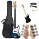 Glarry Electric Gjazz Bass Guitar With Power Wire Tools For Beginner Dark Blue