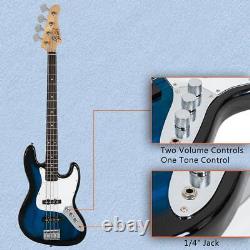 Glarry Electric GJazz Bass Guitar with Power Wire Tools For Beginner Dark Blue