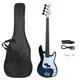Glarry Electric Gp Bass Guitar With Pickguard Bag Full Set Right Hand Blue Body