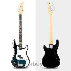 Glarry Electric GP Bass Guitar with Pickguard Bag Full Set Right Hand Blue Body