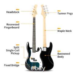 Glarry Electric GP Bass Guitar with Pickguard Bag Full Set Right Hand Blue Body