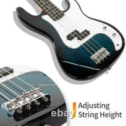 Glarry Electric GP Bass Guitar with Pickguard Bag Full Set Right Hand Blue Body