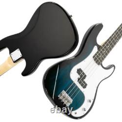 Glarry Electric GP Bass Guitar with Pickguard Bag Full Set Right Hand Blue Body