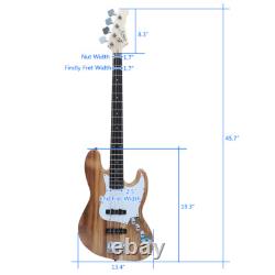 Glarry Electric G Jazz Bass Guitar 4 Strings 20 Fret Single Coil Pickup Full Kit