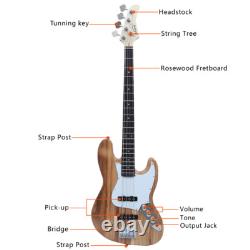 Glarry Electric G Jazz Bass Guitar 4 Strings 20 Fret Single Coil Pickup Full Kit
