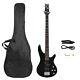 Glarry Full Size 4/4 Gib Electric Bass Guitar Set Black With Bag Strap Cable Kit
