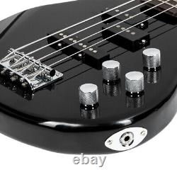 Glarry Full Size 4/4 GIB Electric Bass Guitar Set Black with Bag Strap Cable Kit