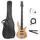 Glarry Gib Electric 5 String Bass Guitar Full Size Bag Burlywood