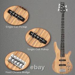 Glarry GIB Electric 5 String Bass Guitar Full Size Bag Burlywood