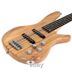 Glarry GIB Electric 5 String Bass Guitar Full Size Bag Burlywood