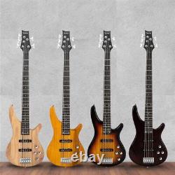 Glarry GIB Electric 5 String Bass Guitar Full Size Bag Burlywood